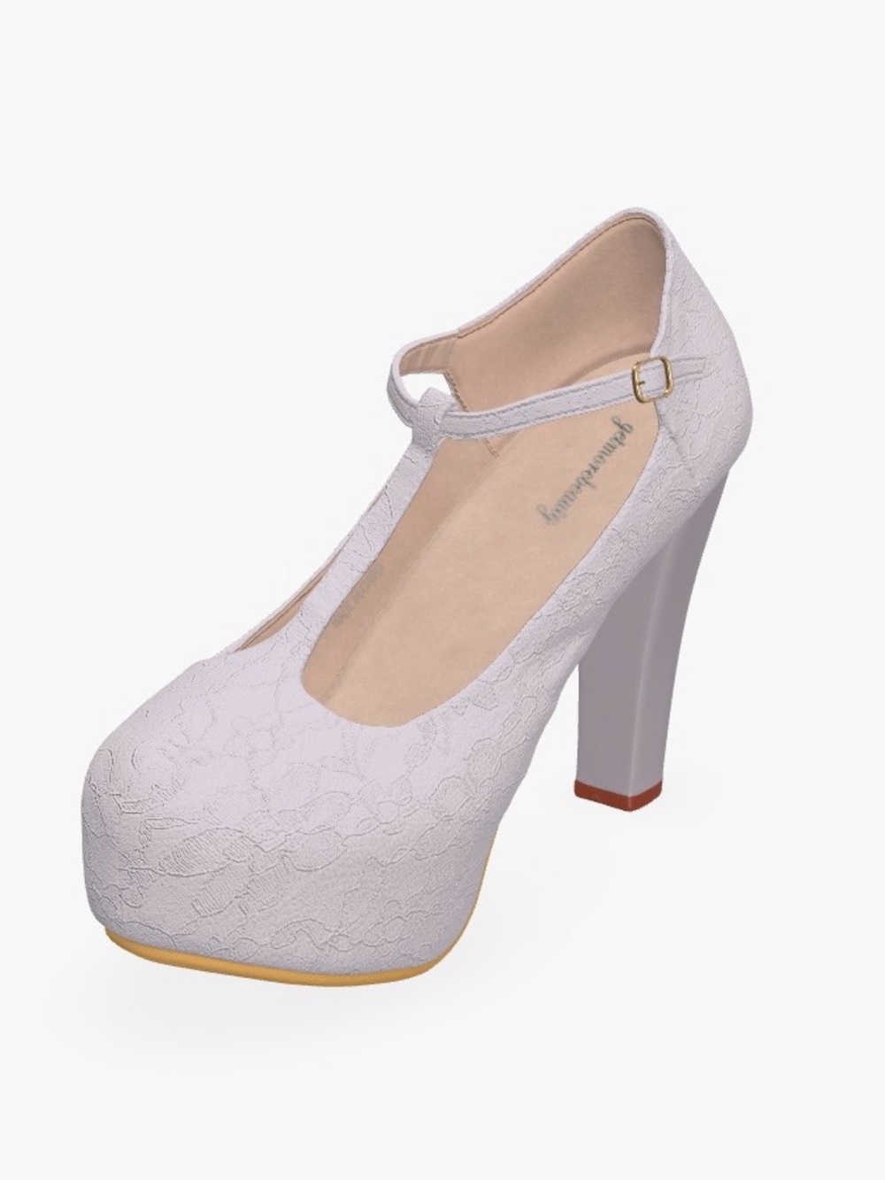 Lace Mary Jane Platform Heel in White